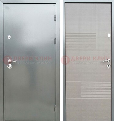 Металлическая серая дверь с порошковым покрытием и серым МДФ внутри ДП-250 в Климовске