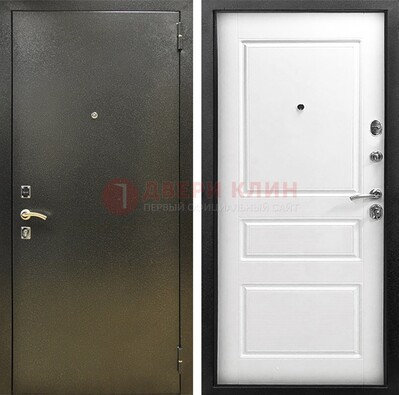 Входная дверь Темное серебро с порошковым напылением и белой МДФ ДП-272 в Пушкино