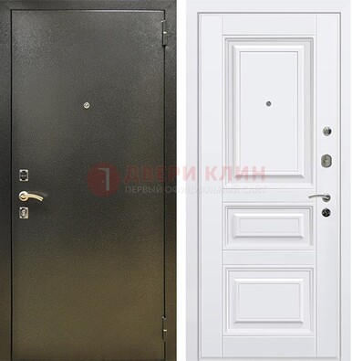 Железная темно-серая дверь с порошковым напылением и белой МДФ ДП-274 в Пушкино