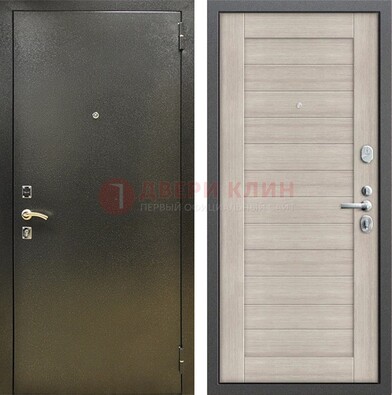 Стальная темно-серая дверь с порошковой отделкой и МДФ панелью ДП-278 в Пушкино