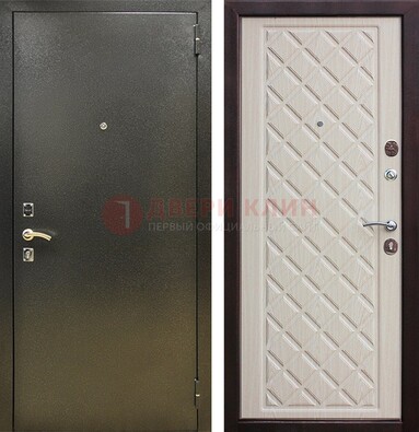 Темно-серая железная дверь с порошковым покрытием и филенчатой МДФ ДП-289 в Пушкино