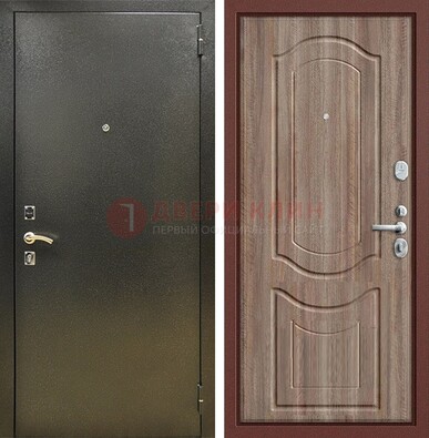 Темно-серая входная дверь с порошковым покрытием и коричневая МДФ ДП-290 в Пушкино