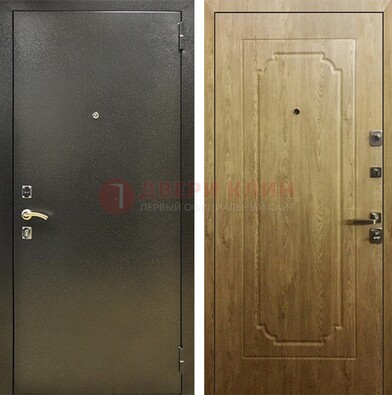 Темно-серая входная дверь с порошковым покрытием и МДФ Золотой дуб ДП-291 в Пушкино