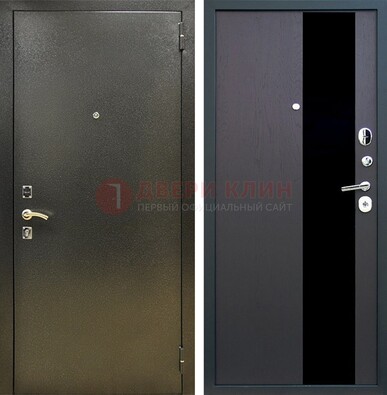 Входная темная дверь с порошковым покрытием и МДФ со стеклом ДП-294 в Пушкино