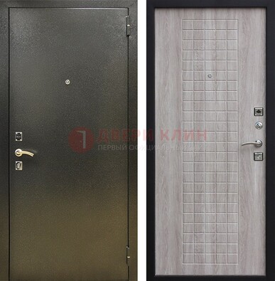 Железная темная дверь с порошковым покрытием и филенчатой МДФ ДП-297 в Пушкино