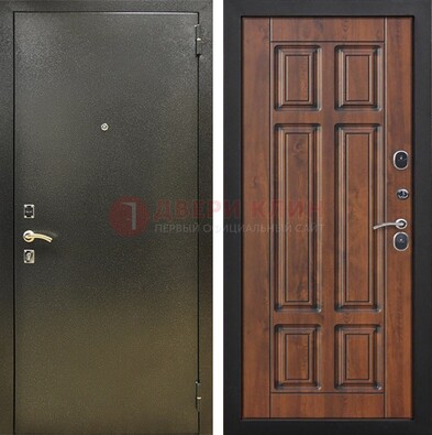 Металлическая входная темная дверь с порошковым напылением и МДФ ДП-299 в Пушкино