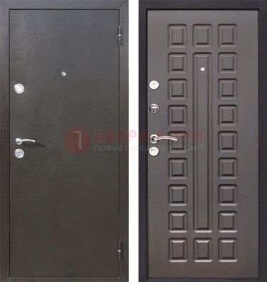 Коричневая железная дверь с порошковым окрасом ДП-63 в Пушкино