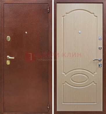 Коричневая металлическая дверь с порошковым окрасом ДП-76 в Краснодаре