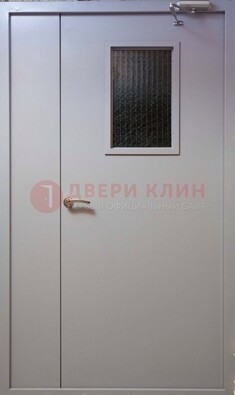 Белая железная подъездная дверь ДПД-4 в Пушкино