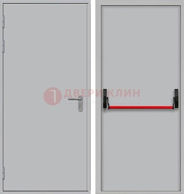 Белая металлическая противопожарная дверь с длинной ручкой ДПП-14 в Пушкино