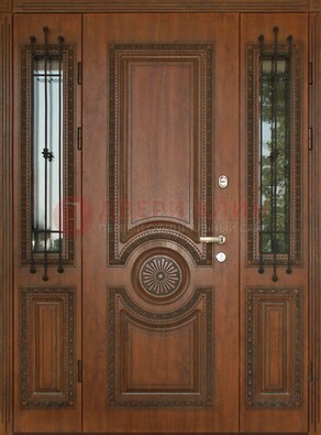 Парадная распашная стальная дверь Винорит со стеклом ДПР-106 в Пушкино