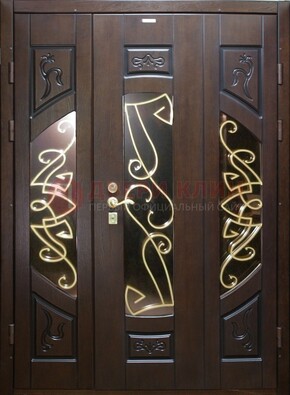 Парадная дверь со стеклом и ковкой ДПР-1 в каркасный дом в Омске