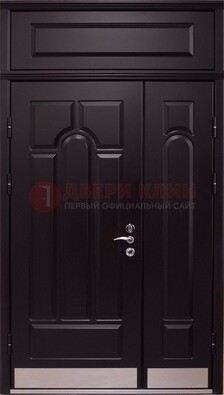 Парадная дверь с металлическими вставками ДПР-47 и фрамугой в Пушкино