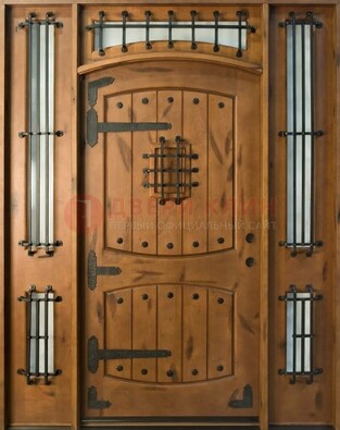 Парадная дверь с коваными элементами ДПР-68 в коттедж в Пушкино