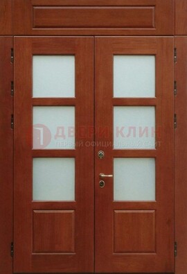 Металлическая парадная дверь со стеклом ДПР-69 для загородного дома в Омске