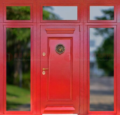 Красная парадная дверь для частного дома ДПР-88 в Пушкино
