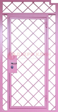 Розовая металлическая решетчатая дверь ДР-15 в Пушкино