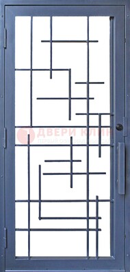 Современная железная решетчатая дверь синяя ДР-31 в Пушкино