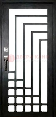 Черная стальная решетчатая дверь в современном стиле ДР-43 в Пушкино