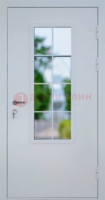 Белая железная дверь порошок со стеклом ДС-31 в Пушкино