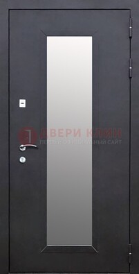 Черная стальная дверь порошок со стеклом ДС-33 в Пушкино