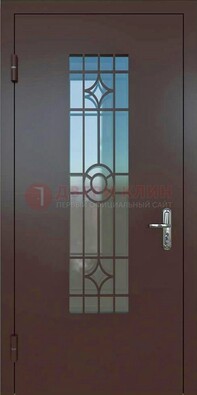 Входная металлическая дверь со стеклом для дома ДС-6 в Пушкино