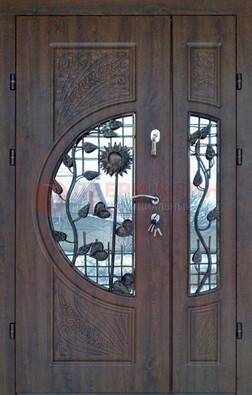 Входная дверь стекло с ковкой и резьбой ДСК-202 в Пушкино