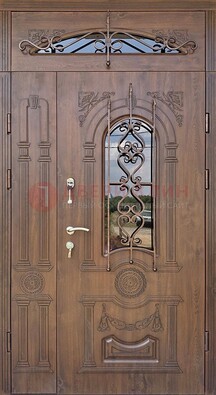Распашная стальная дверь Винорит со стеклом и ковкой ДСК-232 в Пушкино