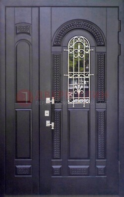 Входная дверь Винорит со стеклом и ковкой с узором ДСК-270 в Пушкино
