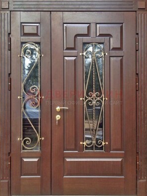 Стальная распашная дверь Винорит стекло и ковка ДСК-274 в Пушкино