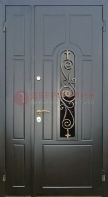Металлическая дверь Винорит со стеклом в темном цвете ДСК-276 в Пушкино