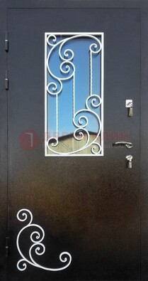 Входная дверь Порошок со стеклом и ковкой ДСК-278 в Пушкино