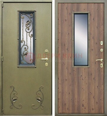 Офисная железная дверь со стеклом и ковкой ДСК-44 в Пушкино