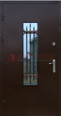 Надежная металлическая дверь со стеклом и ковкой ДСК-47 в Костроме