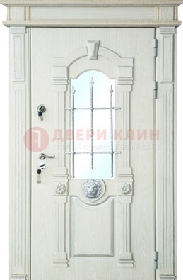 Герметичная входная дверь со стеклом и ковкой с украшением ДСК-64 в Пушкино