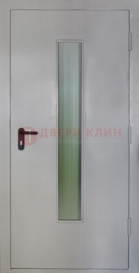 Белая металлическая техническая дверь со стеклянной вставкой ДТ-2 в Лыткарино