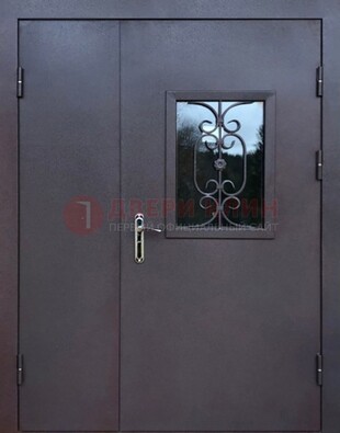 Тамбурная дверь Порошок со стеклом и ковкой ДТМ-48 в Пушкино