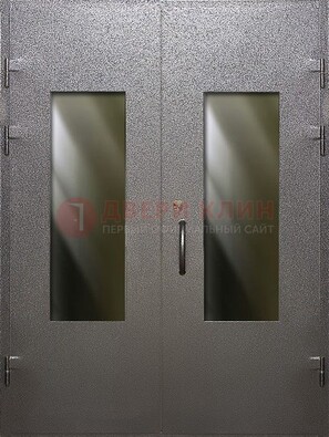 Серая тамбурная дверь со стеклянными вставками ДТМ-8 в Дедовске