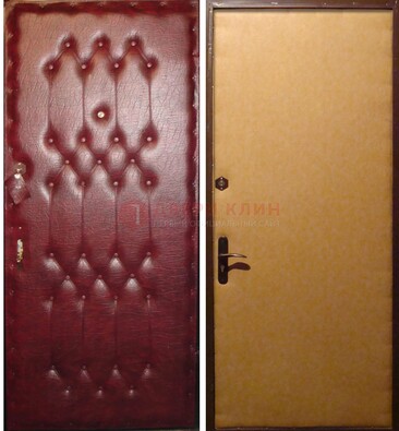 Бордовая металлическая дверь с винилискожей ДВ-1 в Пушкино