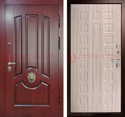 Темно-красная входная дверь с виноритом ДВТ-234 в Пушкино