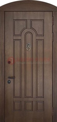 Коричневая стальная дверь с виноритом в форме арки ДВТ-237 в Пушкино