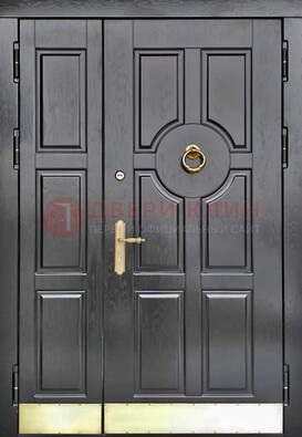 Черная металическая дверь с виноритом для дома ДВТ-241 в Пушкино