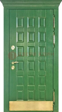 Входная зеленая дверь с виноритом для коттеджа ДВТ-249 в Пушкино