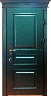 Зеленая входная филенчатая дверь с виноритом ДВТ-62 в Пушкино