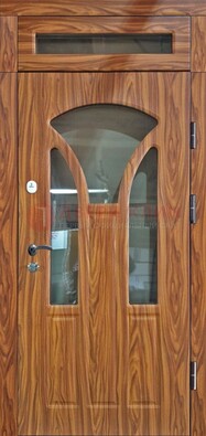 Коричневая классическая входная дверь с виноритом ДВТ-66 в Пушкино