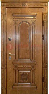 Коричневая железная дверь с виноритом Золотой дуб ДВТ-67 в Пушкино