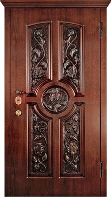 Филенчатая металлическая дверь с виноритом и резьбой ДВТ-69 в Пушкино