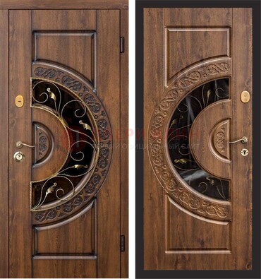 Металлическая дверь с виноритом и панелью Золотой Дуб ДВТ-71 в Пушкино