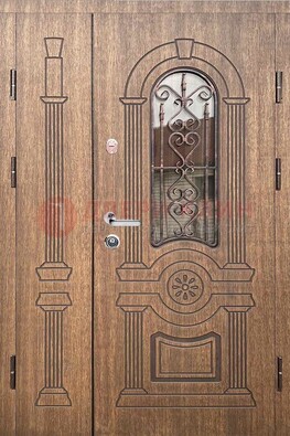 Железная классическая дверь с терморазрывом и рисунком ДВТ-77 в Пушкино