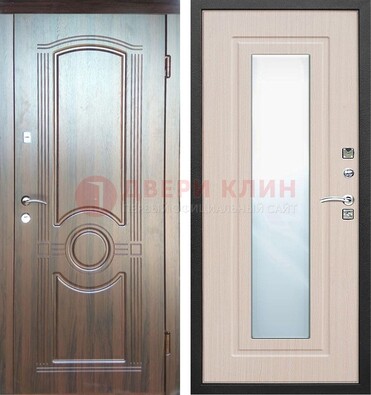 Светло-коричневая дверь c виноритом с узором и филенчатой МДФ ДЗ-120 в Пушкино